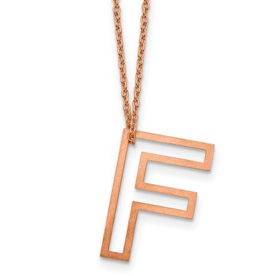 Rose Gold-Plated Cut Out Slide Initial F Necklace Sterling Silver XNA1474RP/F