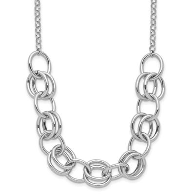 Fancy Link Necklace Sterling Silver Rhodium-plated QLF1390-19.5 196904344972