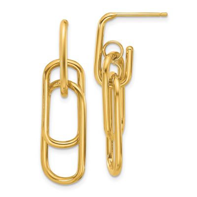 Post Dangle Earrings 14k Gold Polished LE2673 196904339237