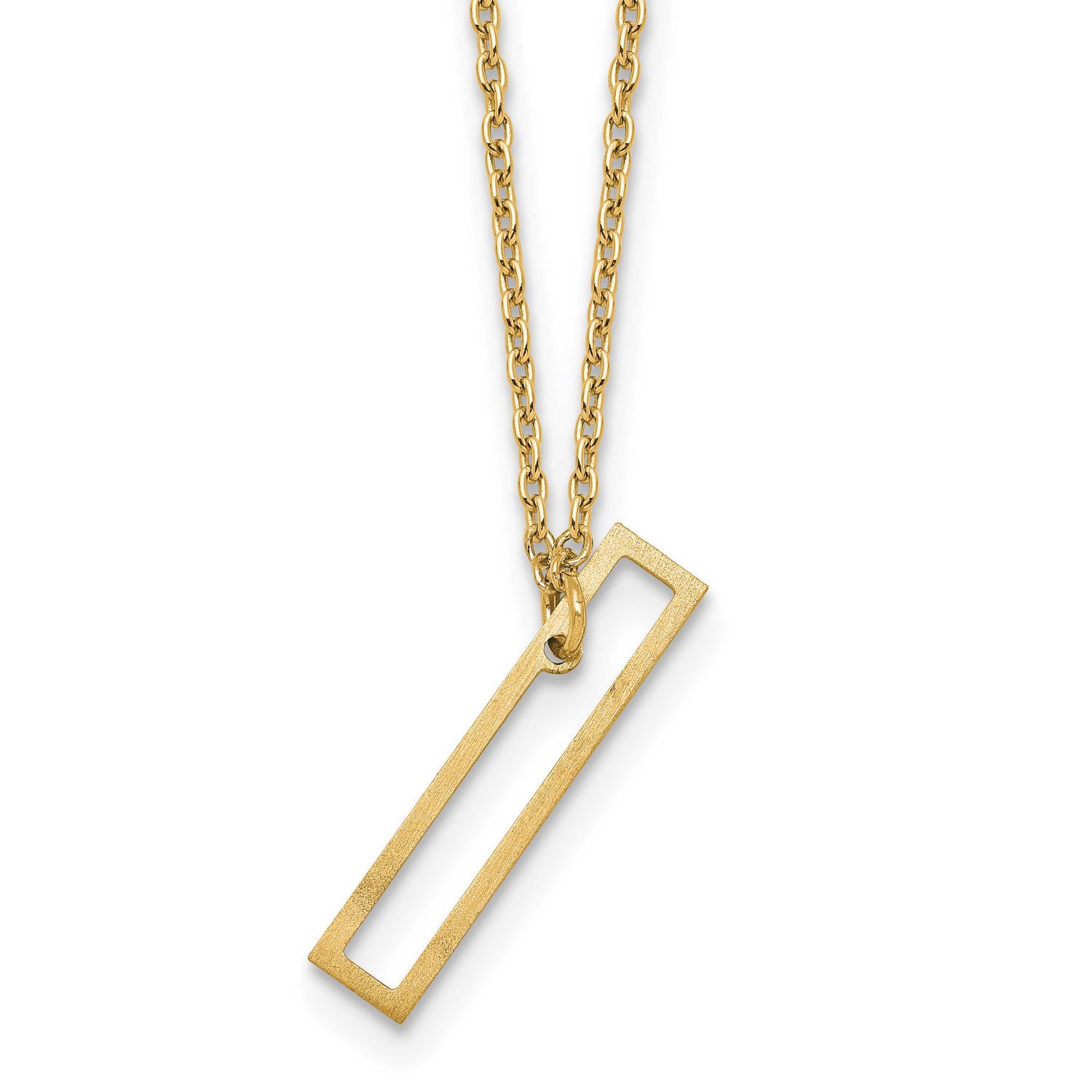 Sideways Cut Out Initial I Necklace Sterling Silver Gold-plated XNA1473GP/I