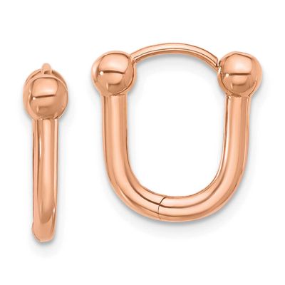 Polished Hinged Hoop Earrings 14k Rose Gold LE2652R 196904339336