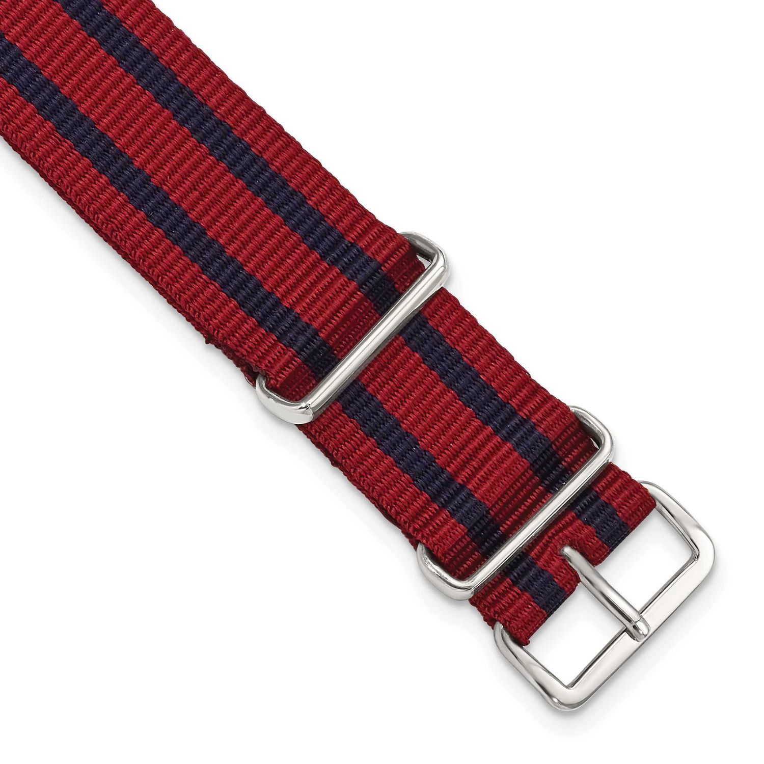 Debeer 20mm One-Piece Red with Navy Stripes Military Ballistic G10 Nylon with Silver-Tone Buckle 10…
