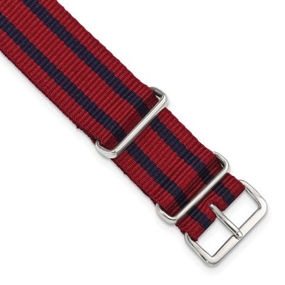 Debeer 20mm One-Piece Red with Navy Stripes Military Ballistic G10 Nylon with Silver-Tone Buckle 10…
