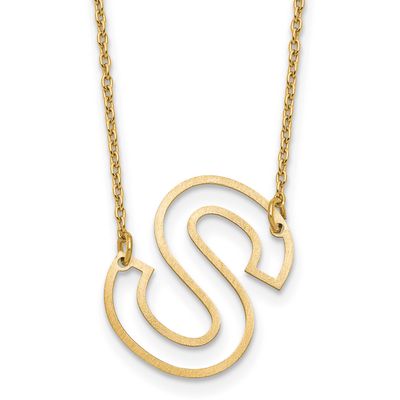 Sideways Cut Out Initial S Necklace Sterling Silver Gold-plated XNA1473GP/S