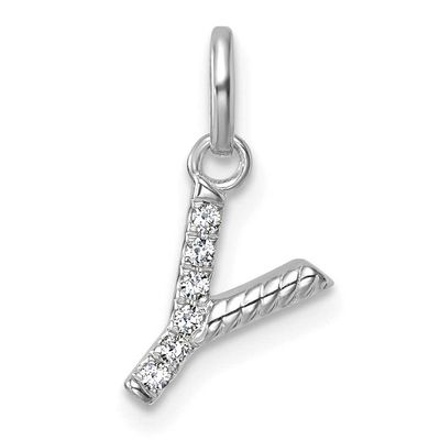 Twisted .05 Ct. Diamond Initial Y Charm 14k White Gold PM10732Y-WA