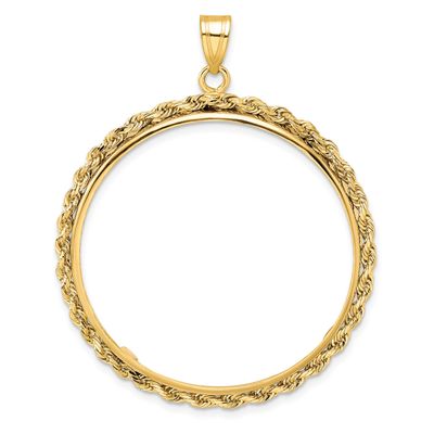 Rope 32.7mm Prong Coin Bezel Pendant 10k Gold Polished 10C3012/32.7