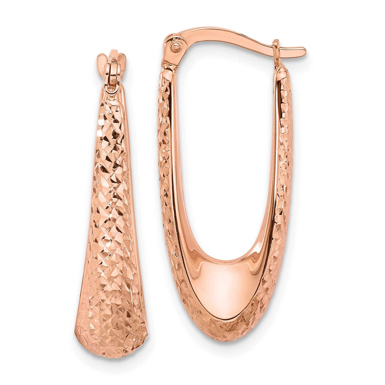 Polished and Diamond-Cut Hoop Earrings 14k Rose Gold LE2578R 196904182963