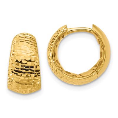 Diamond-Cut Huggie Hoop Earrings 14k Gold Polished LE2849