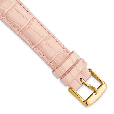 Debeer 20mm Pink Crocodile Grain Chronograph Leather with Gold-Tone Buckle 7.5 Inch Watch Band BAY1…