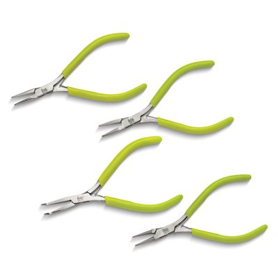 Set of 4 Micro-Fine Pliers with Springs Chain, Round, Flat and Bent 5.5 Inch JT5637 790524545469