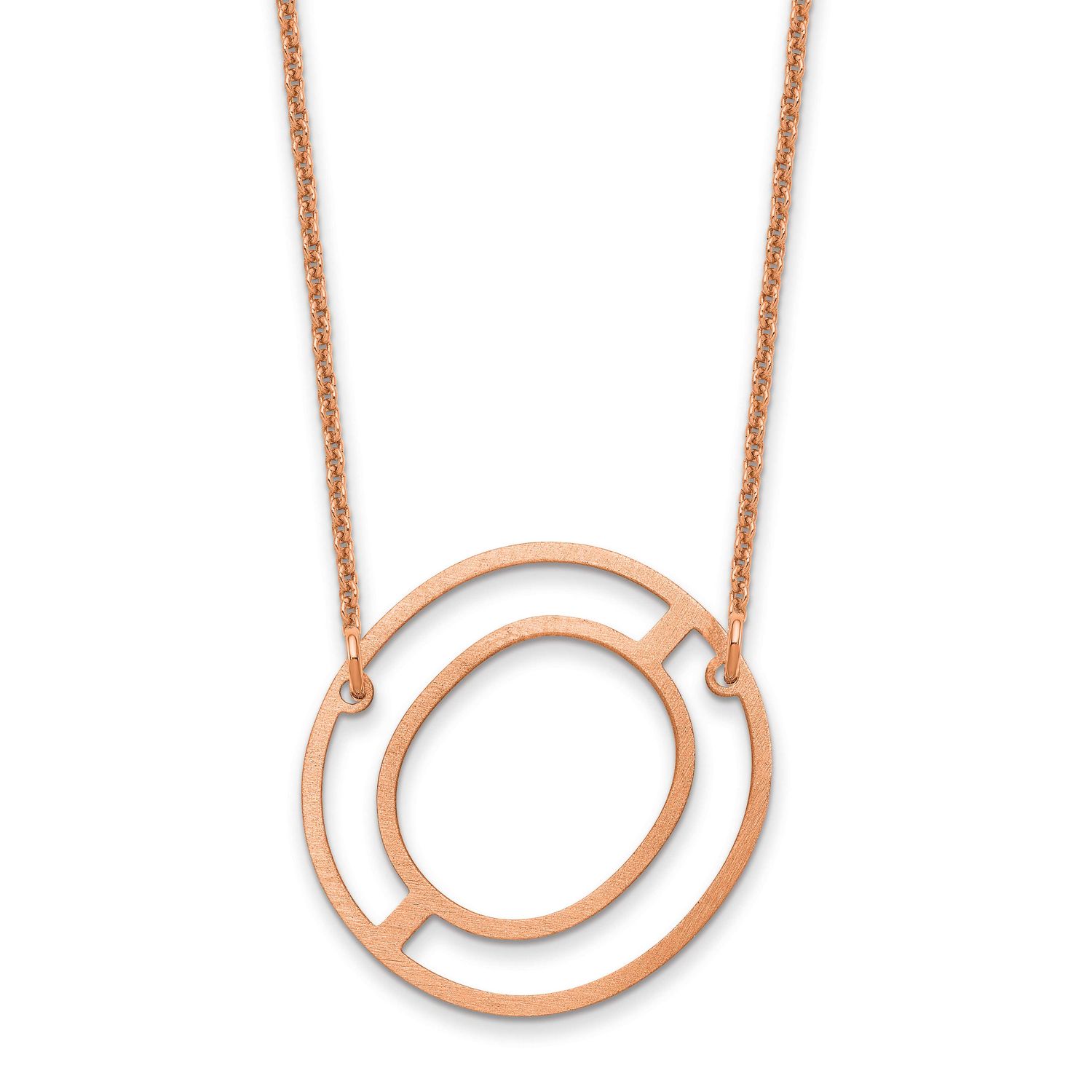 Sideways Cut Out Initial O Necklace 14k Rose Gold XNA1473R/O