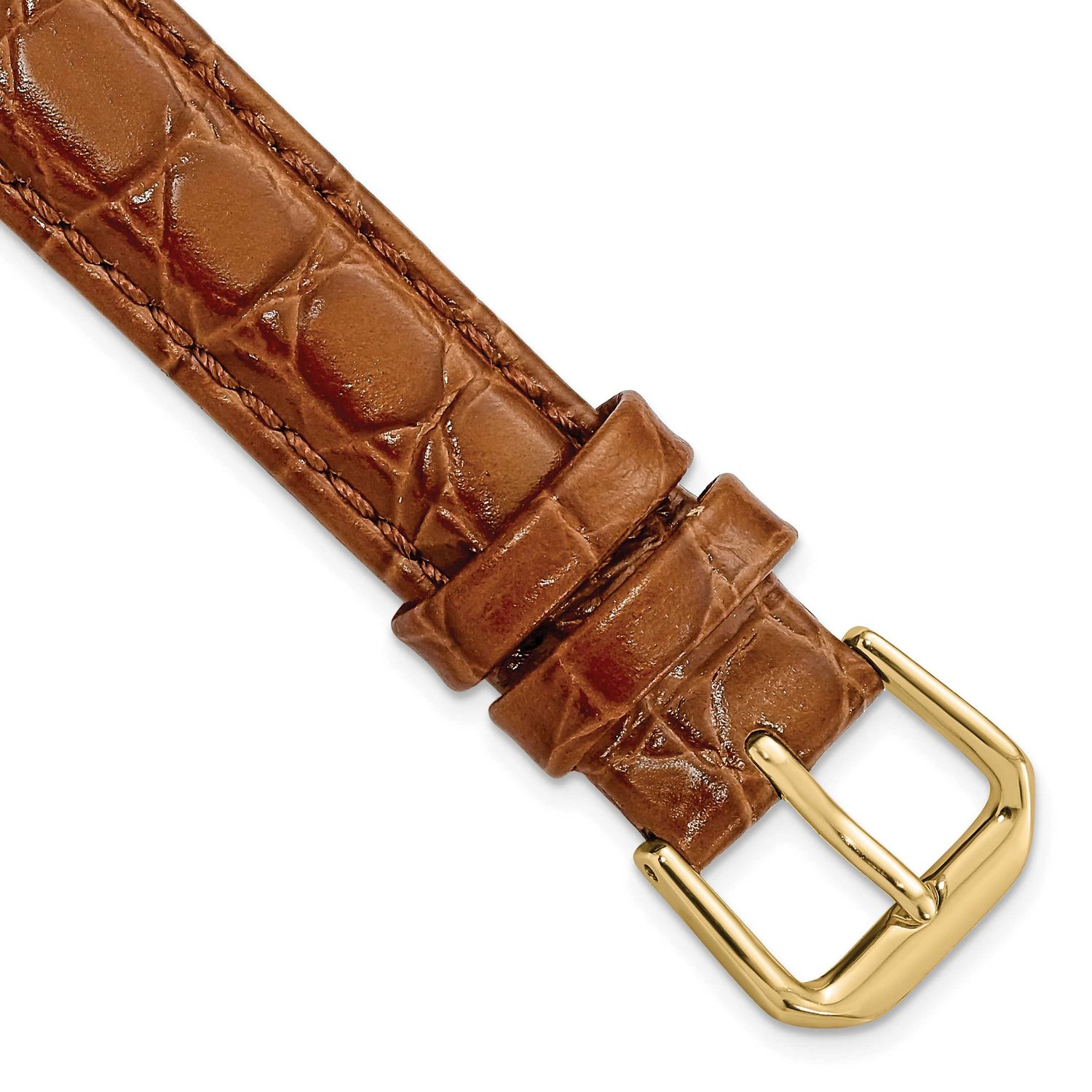 Debeer 15mm Havana Alligator Grain Leather with Gold-Tone Buckle 7.5 Inch Watch Band BA24-15 886774…