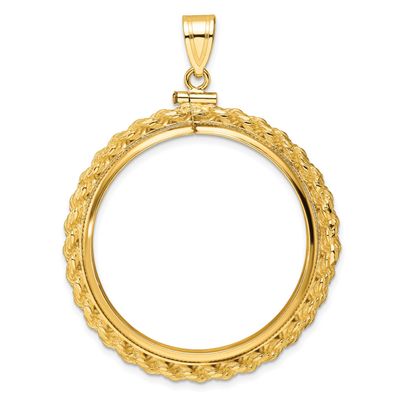Casted Rope 32.7mm x 3.00mm Screw Top Coin Bezel Pendant 10k Gold Polished 10C8195/32.7