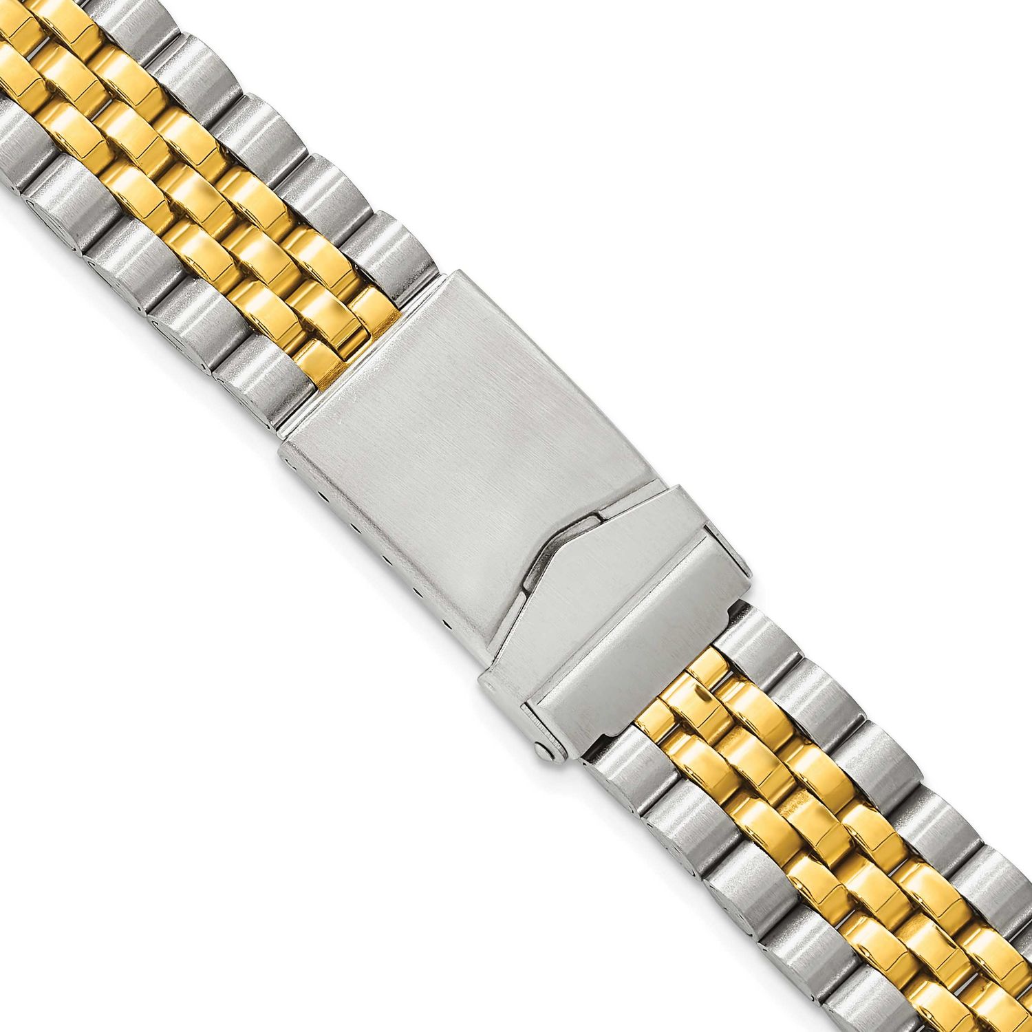 Debeer 18mm, 20mm and 22mm Two-Tone Stainless Steel Jubilee Style Solid Link with Deployment Buckle…