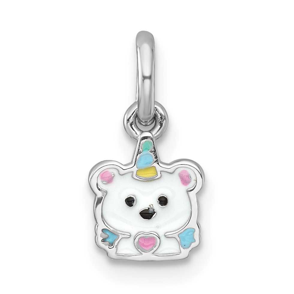 Enamel Unicorn Polar Bear Children&#39;s Pendant Sterling Silver Rhodium-plated QP5976