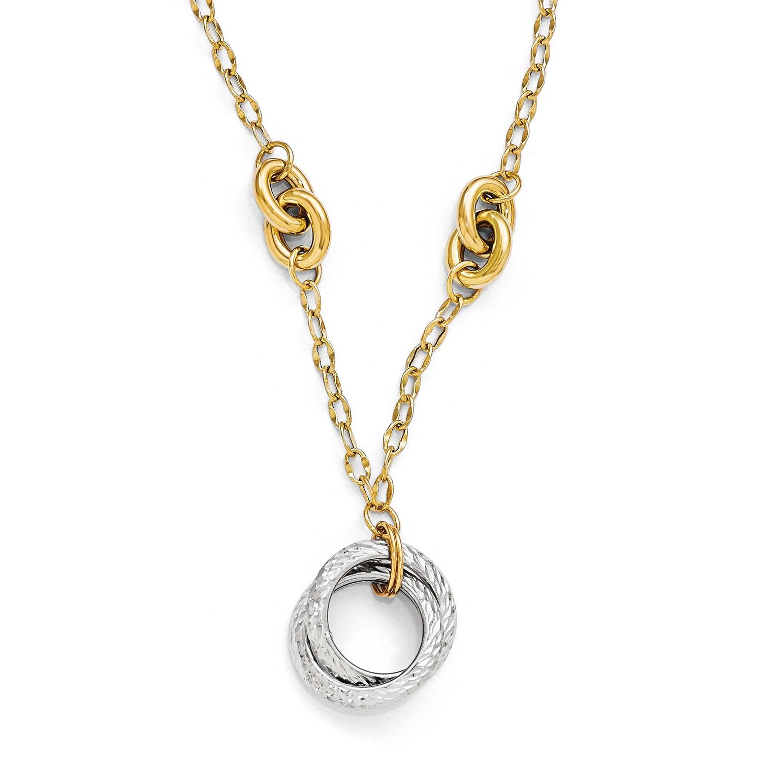 Diamond-Cut Necklace with 2 Inch Extender 14k Two-tone Gold Polished LF339-16 886774971179