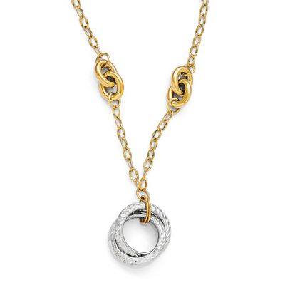 Diamond-Cut Necklace with 2 Inch Extender 14k Two-tone Gold Polished LF339-16 886774971179