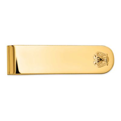 Men&#39;s Polished and Textured with Black Enamel 32 Degree Scottish Rite Masonic Small Money Clip 14k …