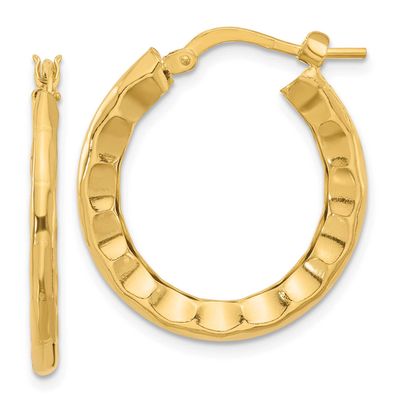 Polished/Hammered Hoop Earrings Sterling Silver Gold-plated QLE1448Y