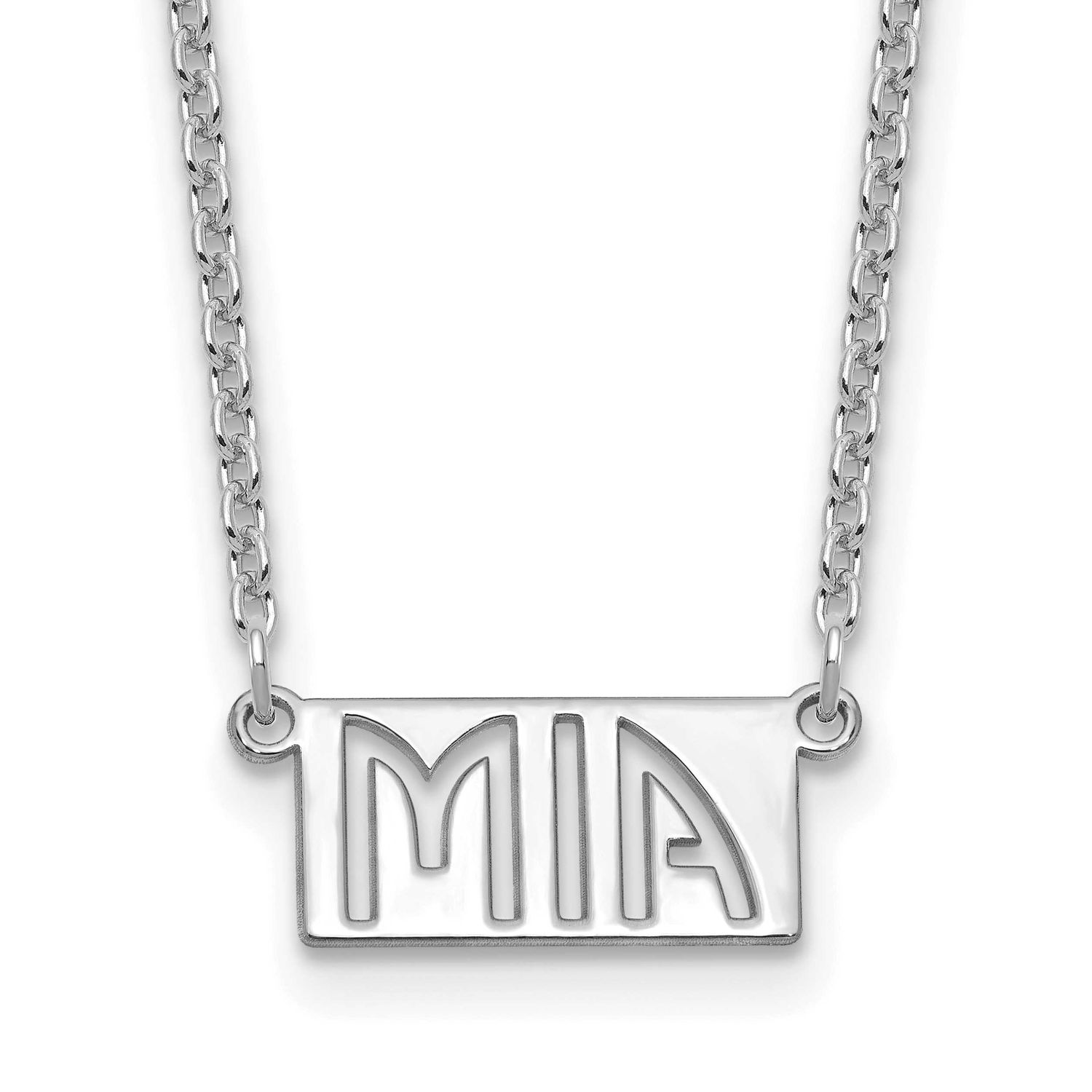 1-3 Letter Cut-Out Name Bar Necklace Sterling Silver Rhodium-plated XNA1511SS