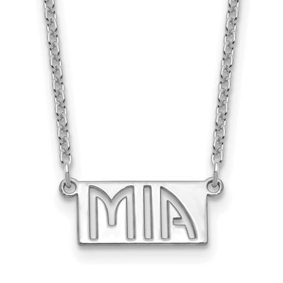 1-3 Letter Cut-Out Name Bar Necklace Sterling Silver Rhodium-plated XNA1511SS