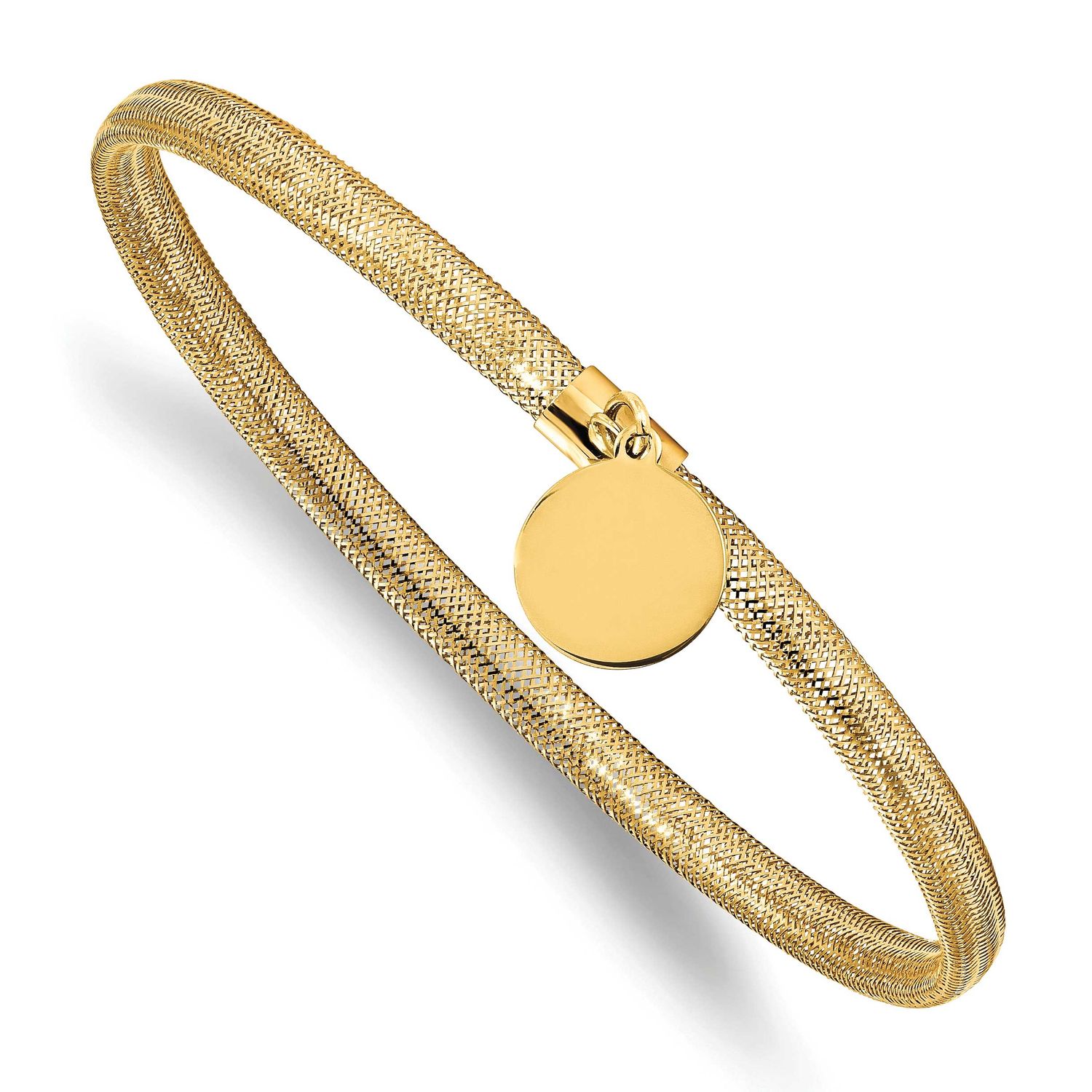 Stretch Mesh with Dangle Charm Bracelet 10k Gold 10LF671