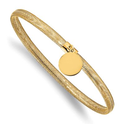 Stretch Mesh with Dangle Charm Bracelet 10k Gold 10LF671