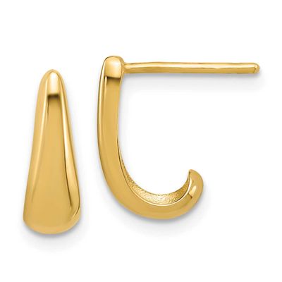 J-Hoop Post Earrings 14k Gold Polished LE2785 196904280188