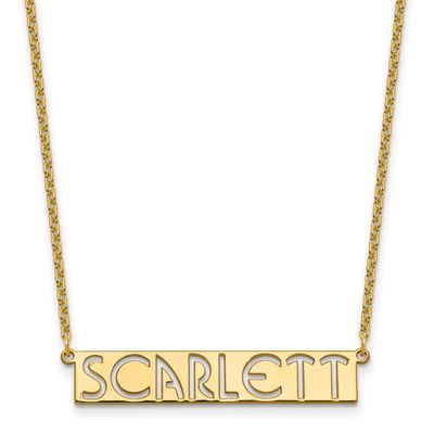 7-9 Letter Cut-Out Name Bar Necklace Sterling Silver Gold-plated XNA1528GP
