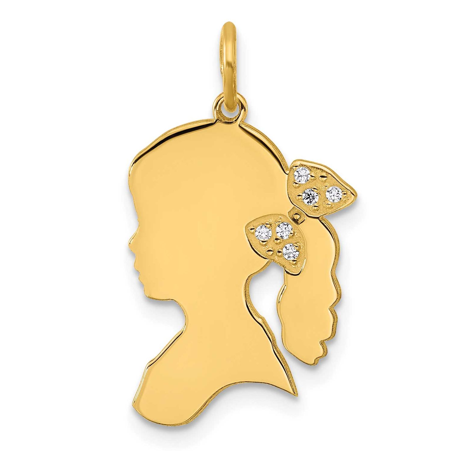 Girls Silhouette with Diamond Bow Charm 14k Gold XNA1475Y
