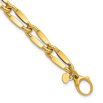 Fancy Contoured Link Bracelet 14k Gold Polished LF2261-7.5