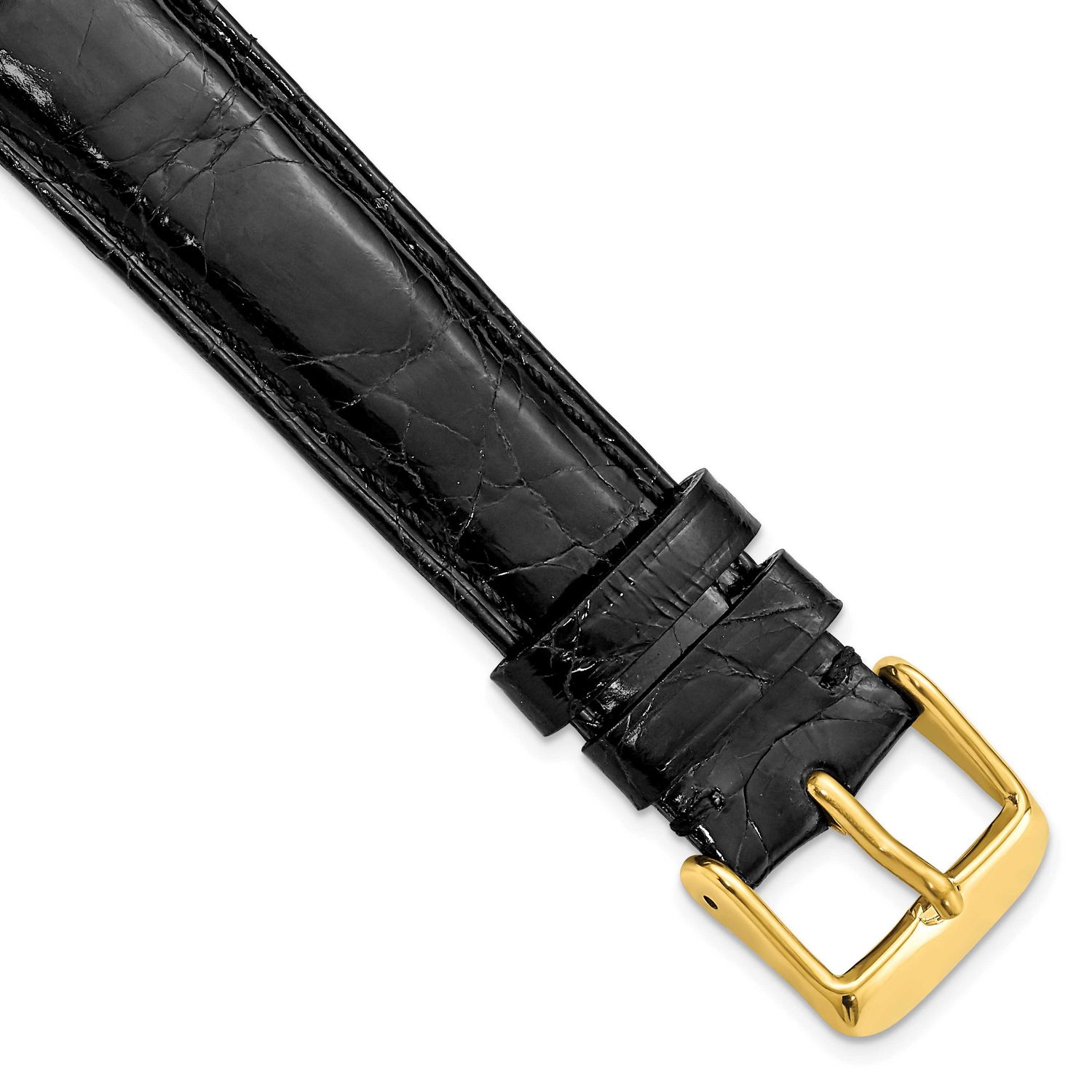 Debeer 18mm Black Genuine Caiman Leather with Gold-Tone Buckle 7.5 Inch Watch Band BA129-18 8867741…
