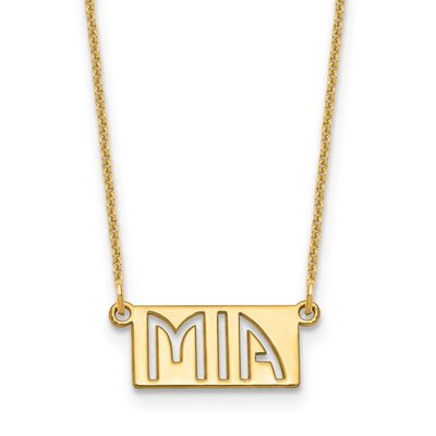 1-3 Letter Cut-Out Name Bar Necklace 14k Gold XNA1511Y