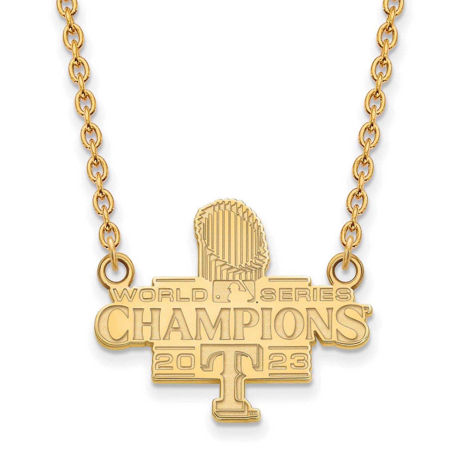 2023 World Series Champions Texas Rangers Large Pendant with Neckla Gold-plated GP007RAN23-18