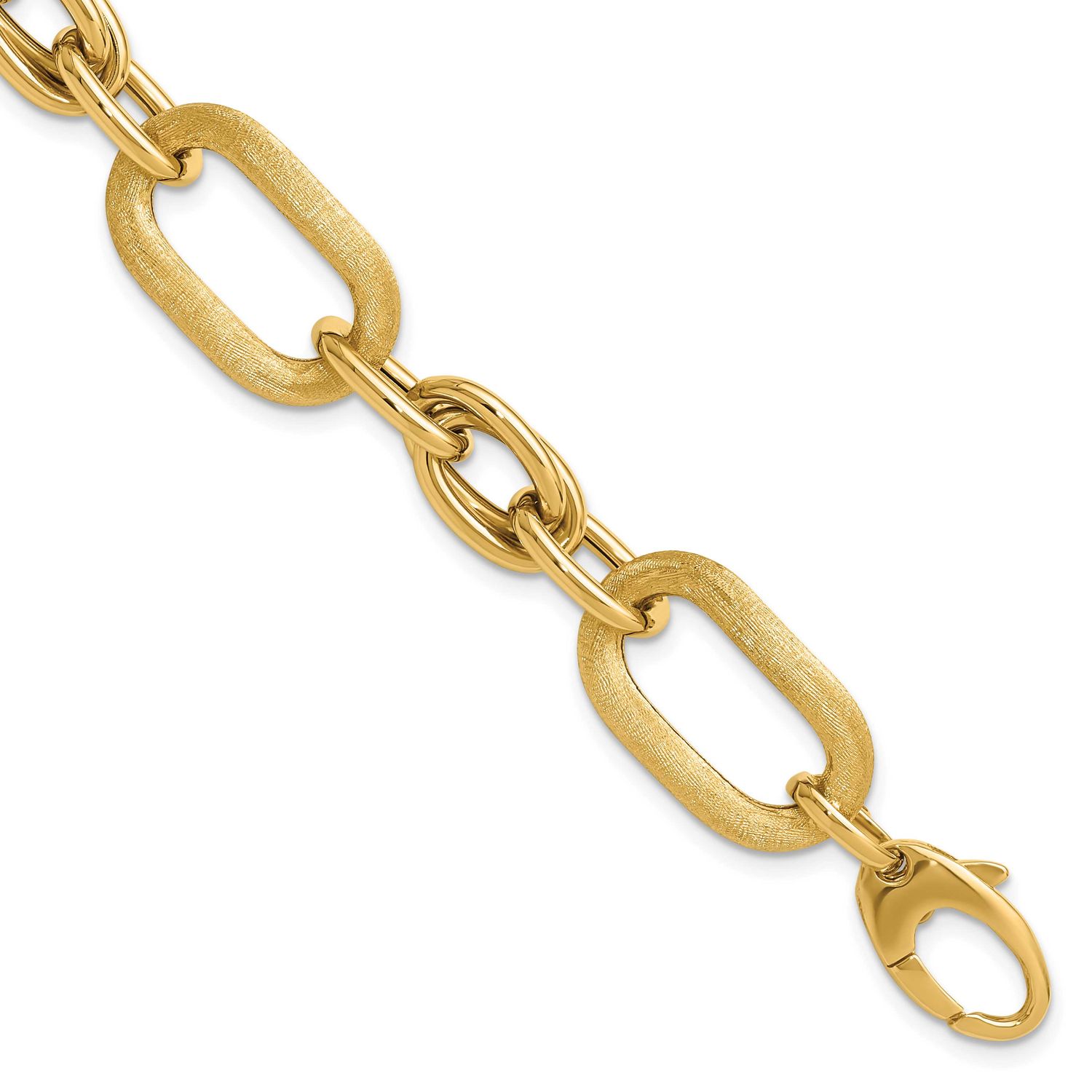 Fancy Link Bracelet 14k Gold Polished and Satin LF2034-7.5 196904190876