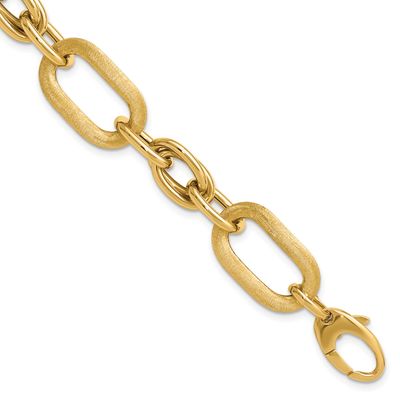 Fancy Link Bracelet 14k Gold Polished and Satin LF2034-7.5 196904190876