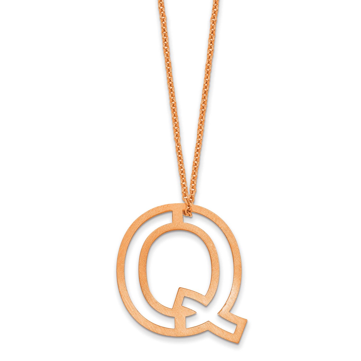 Cut Out Slide Initial Q Necklace 14k Rose Gold XNA1474R/Q