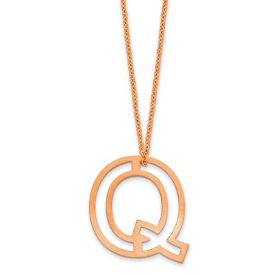 Cut Out Slide Initial Q Necklace 14k Rose Gold XNA1474R/Q