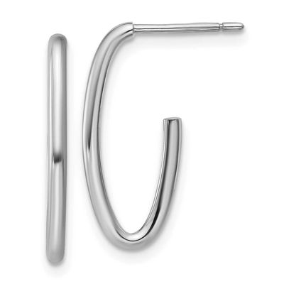 1.8mm Oval Post J-Hoop Earrings 14k White Gold Polished LE2943W