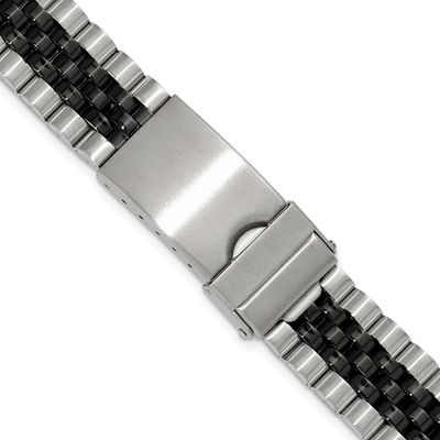 Gilden Mens 18-22mm Long Jubilee-Style Satin and Polished Black Ip-Plated Stainless Steel with Depl…