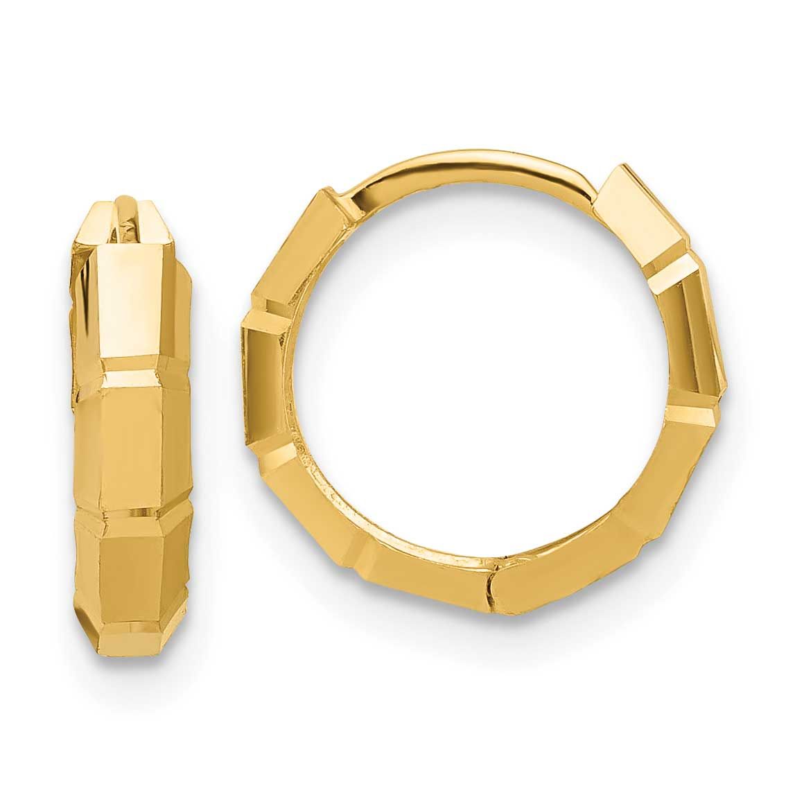 Diamond-Cut Huggie Hoop Earrings 10k Gold Polished 10LE673