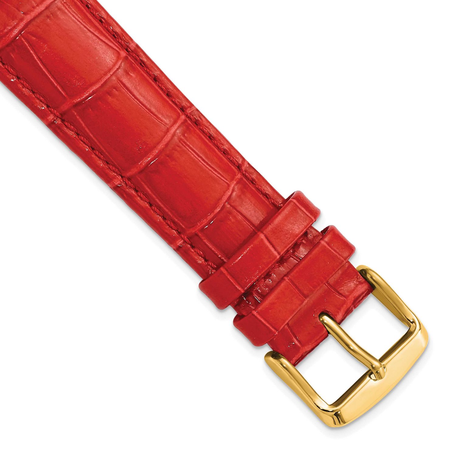 Debeer 20mm Red Crocodile Grain Chronograph Leather with Gold-Tone Buckle 7.5 Inch Watch Band BAY11…