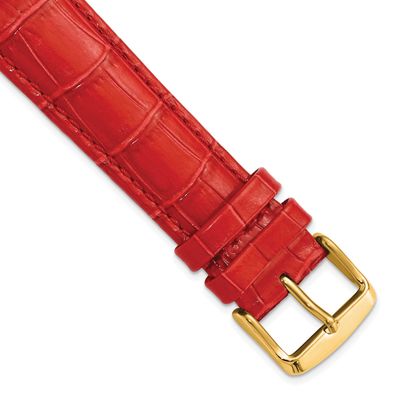 Debeer 20mm Red Crocodile Grain Chronograph Leather with Gold-Tone Buckle 7.5 Inch Watch Band BAY11…