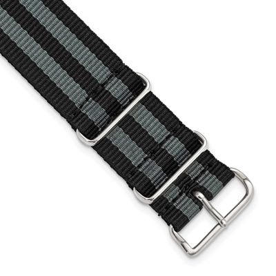 Debeer 21mm One-Piece Black and Grey Striped Military Ballistic G10 Nylon with Silver-Tone Buckle 1…