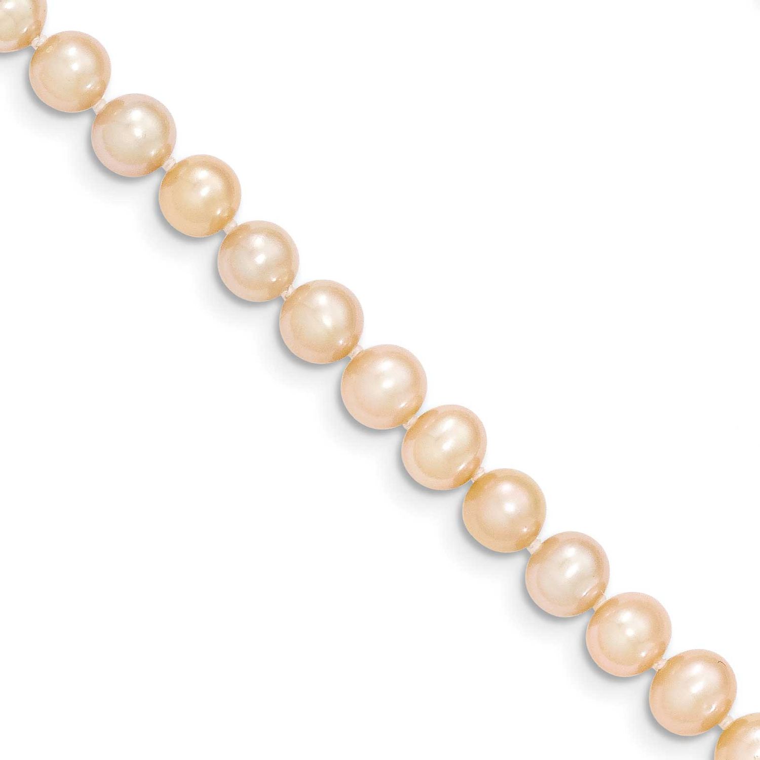 5-6mm Pink Near Round Freshwater Cultured Pearl Necklace 14k Gold XF507-12 883957935539