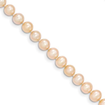 5-6mm Pink Near Round Freshwater Cultured Pearl Necklace 14k Gold XF507-12 883957935539
