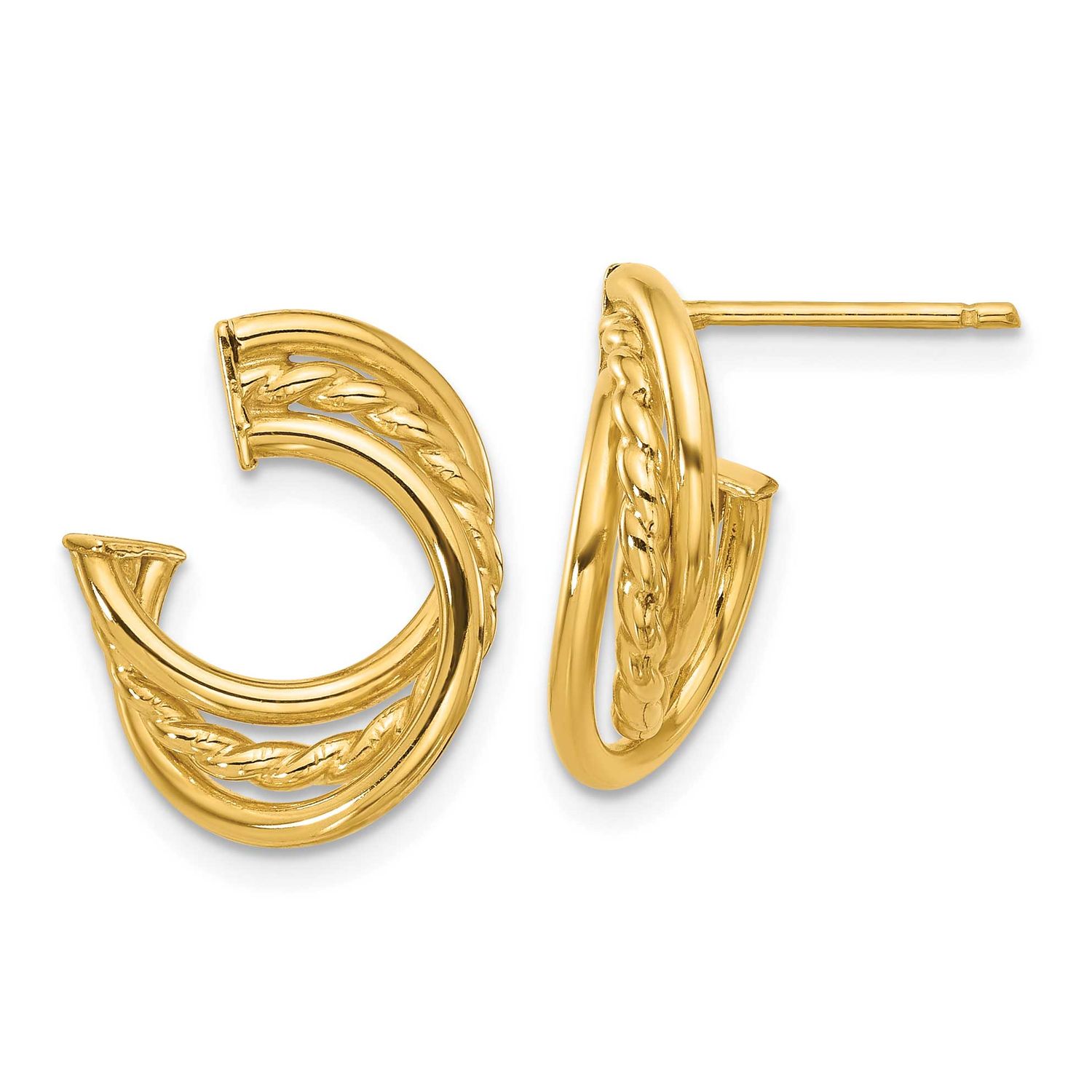 Twisted Post Earrings 14k Gold Polished LE2683 196904342411