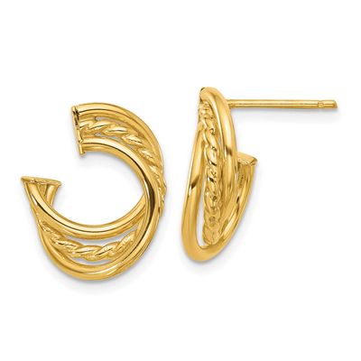 Twisted Post Earrings 14k Gold Polished LE2683 196904342411