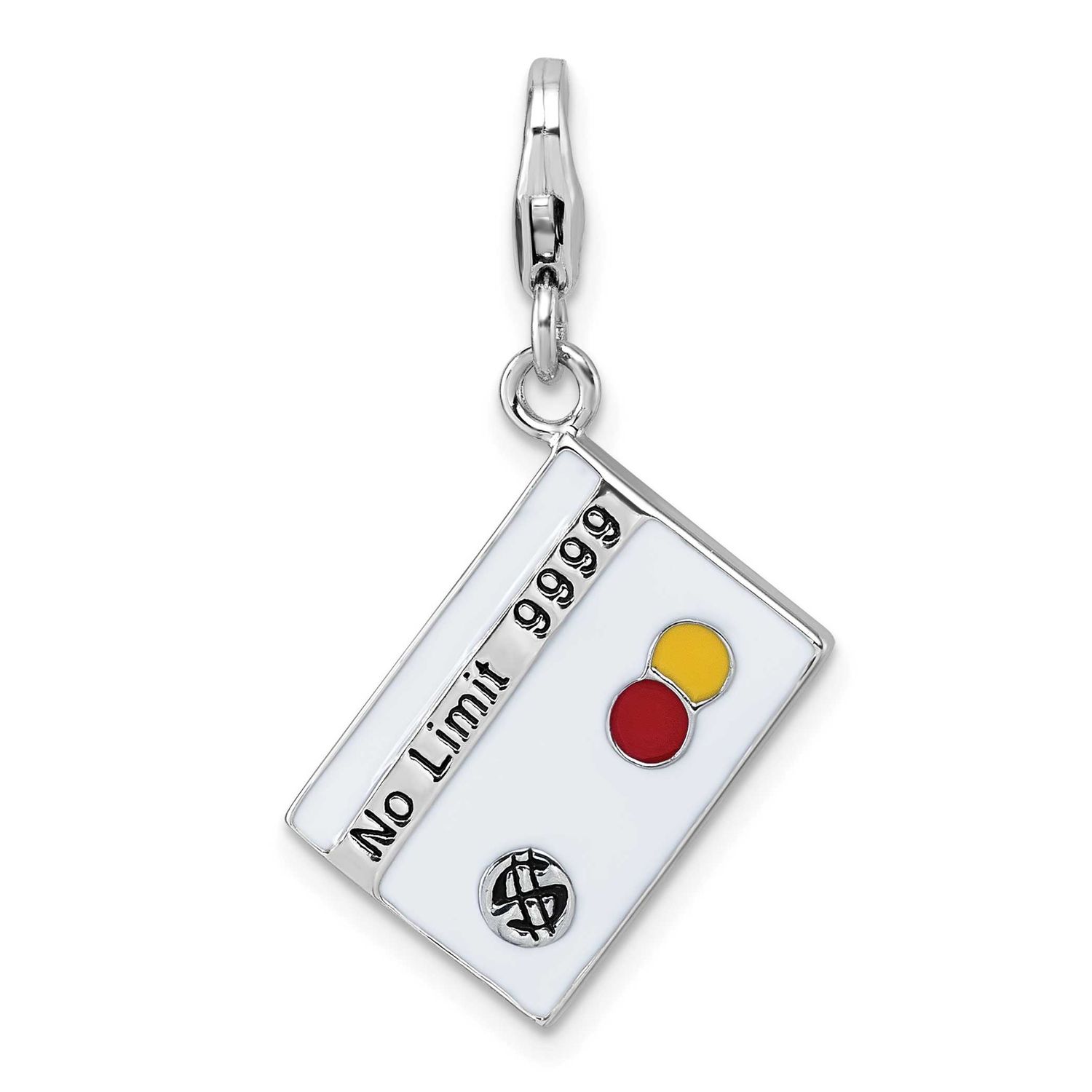 Amore La Vita Enameled No Limit Credit Card Charm Sterling Silver Rhodium-plated QCC1322