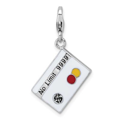 Amore La Vita Enameled No Limit Credit Card Charm Sterling Silver Rhodium-plated QCC1322